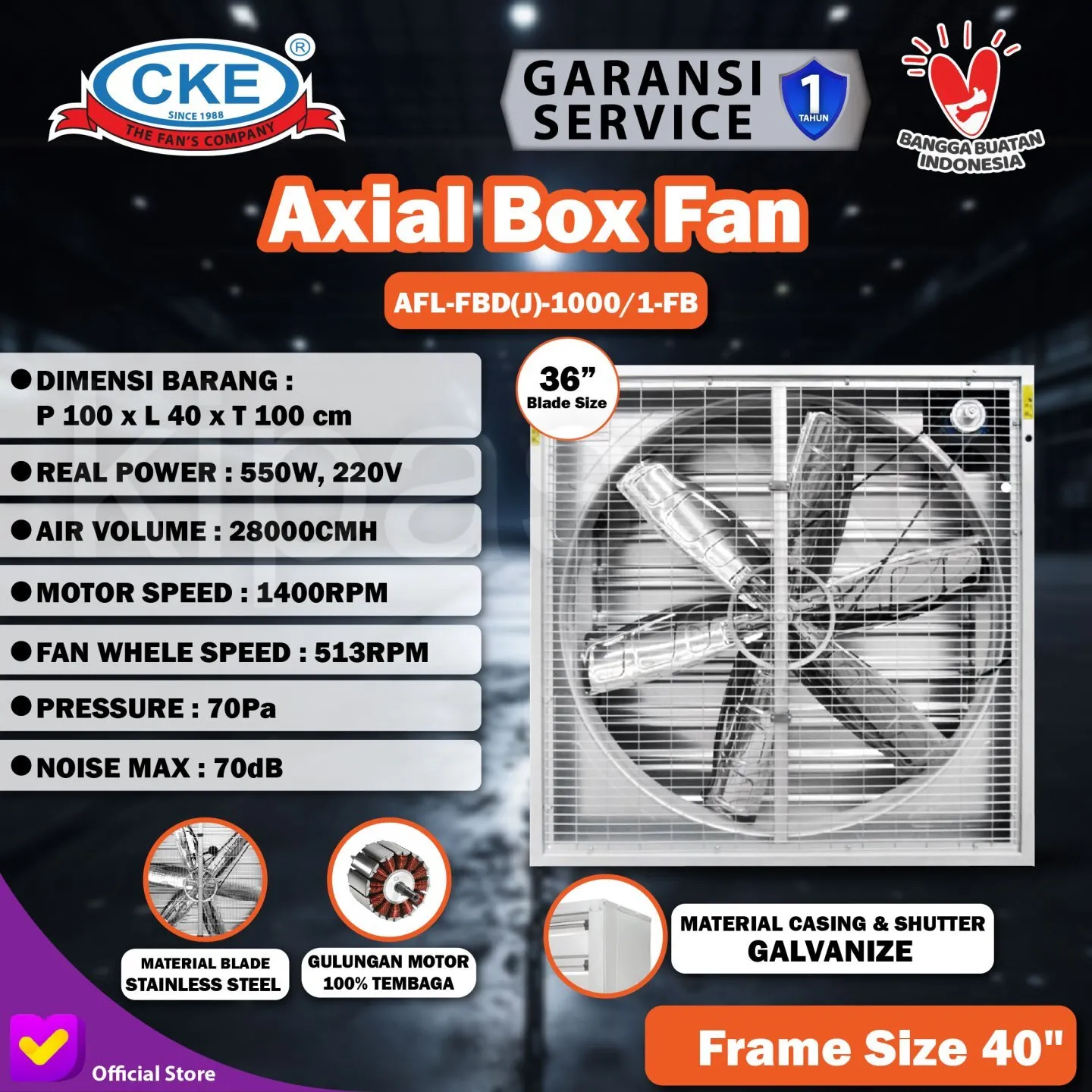 AFL-FBD(J)-1000/1-FB | Box Fan | KIPAS CKE