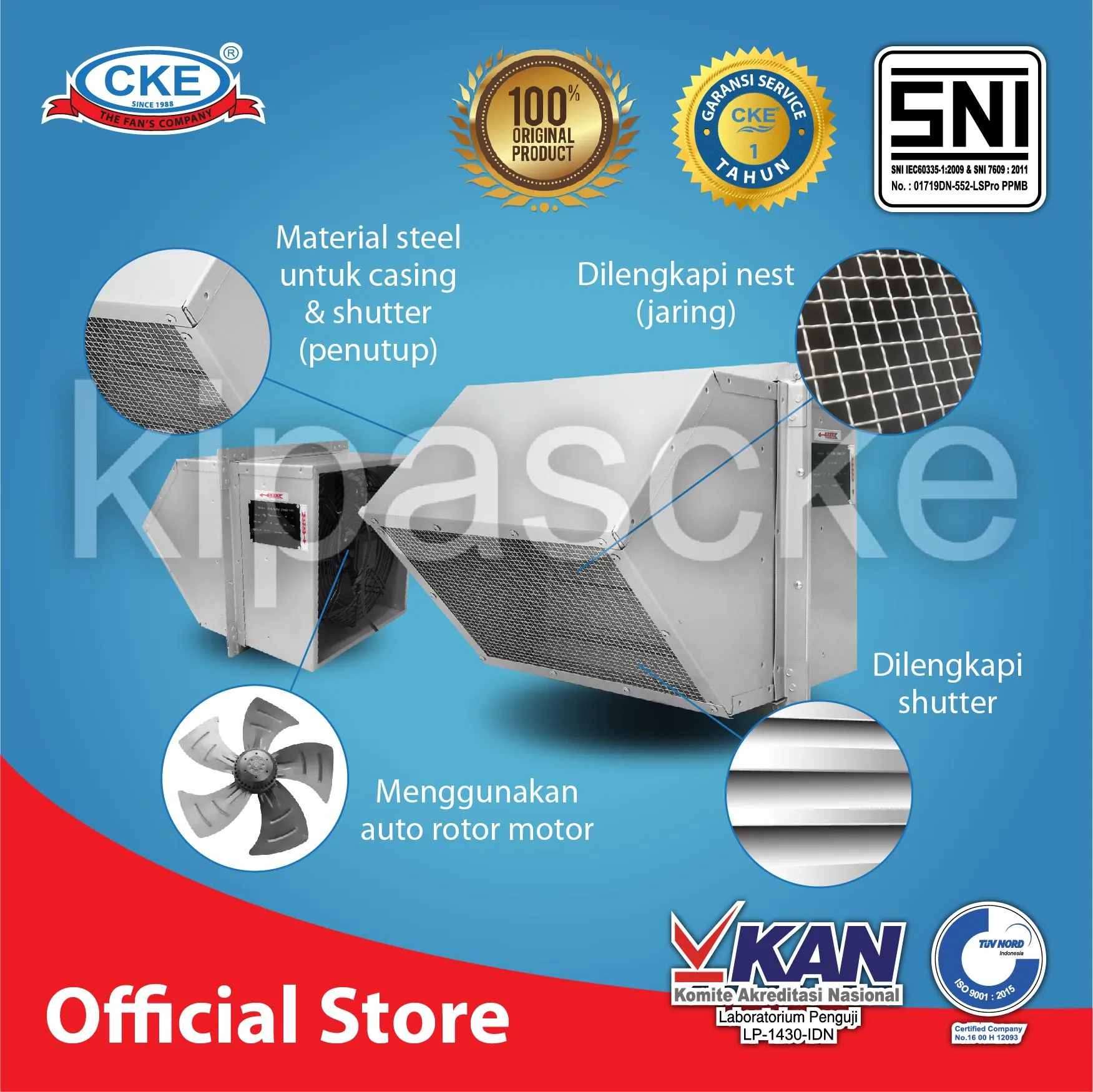CEFWEXD300E4NB Exhaust Fan with Rain Cover KIPAS CKE