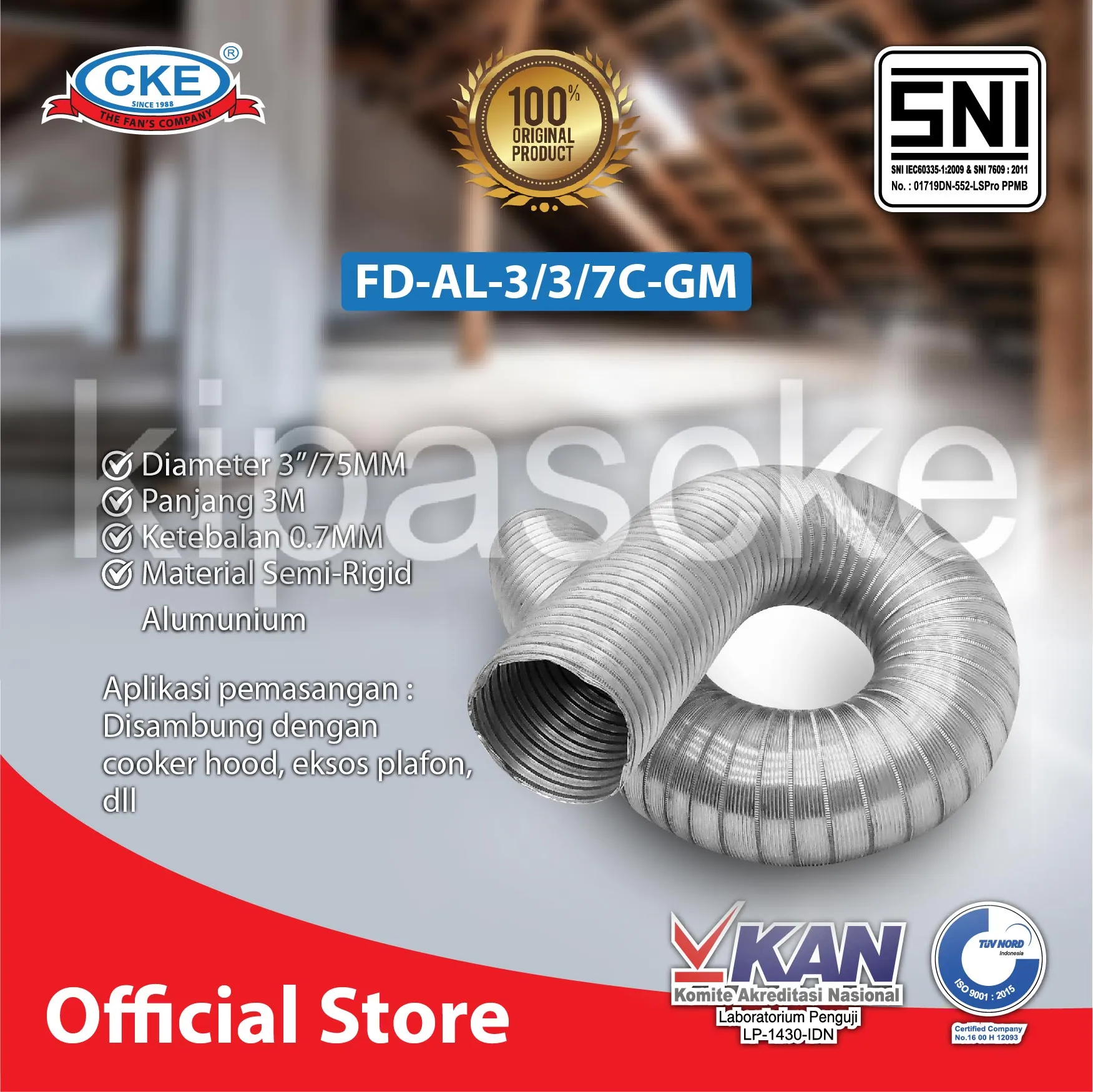 FD-AL-3/3/7C-GM | Flexible Duct | KIPAS CKE